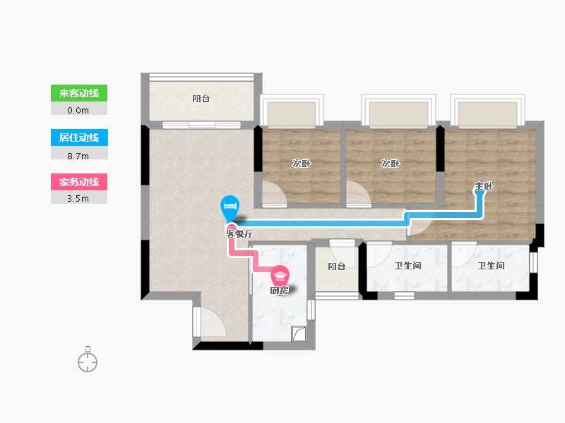 重庆-重庆市-电建清韵阶庭-66.41-户型库-动静线