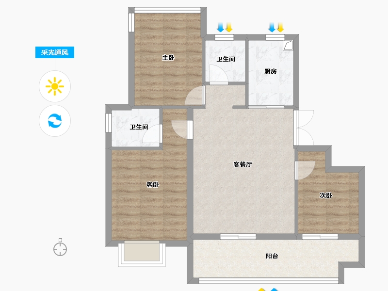 安徽省-合肥市-文一朗书轩-79.20-户型库-采光通风