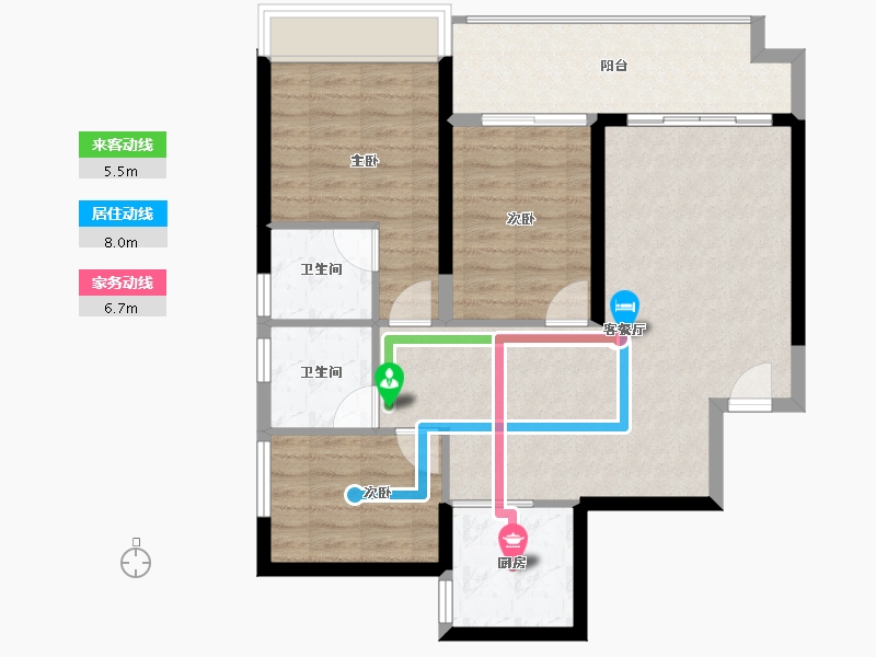 海南省-海口市-同康·国兴一品-85.47-户型库-动静线