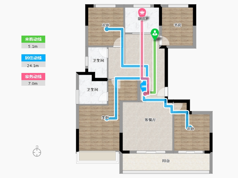 浙江省-杭州市-兴耀湖境观岚湾-110.87-户型库-动静线