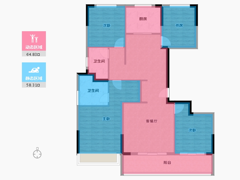 浙江省-杭州市-兴耀湖境观岚湾-110.87-户型库-动静分区