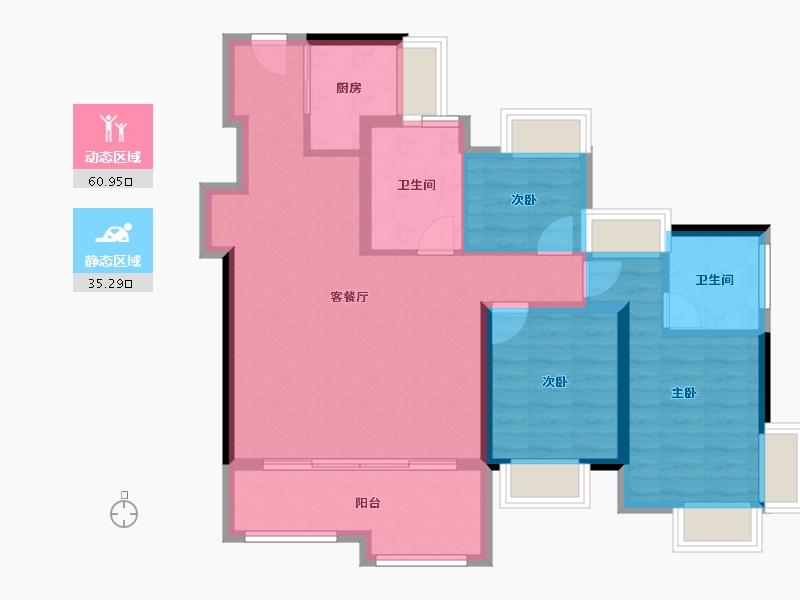 广东省-东莞市-华润置地松湖润府-85.96-户型库-动静分区