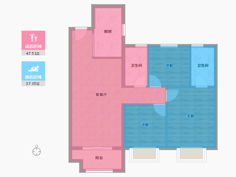 上海-上海市-宝业活力天境-76.00-户型库-动静分区