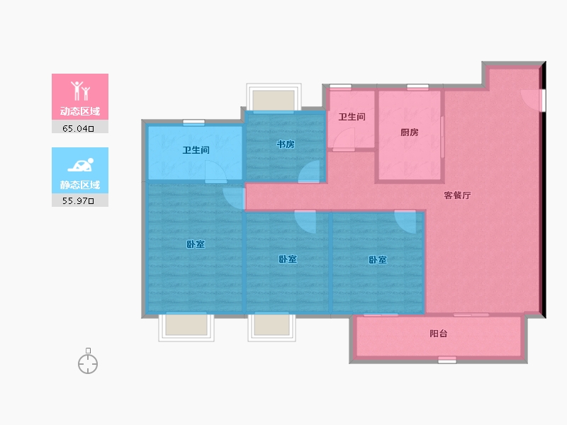 江苏省-镇江市-万科翡翠公园-110.94-户型库-动静分区