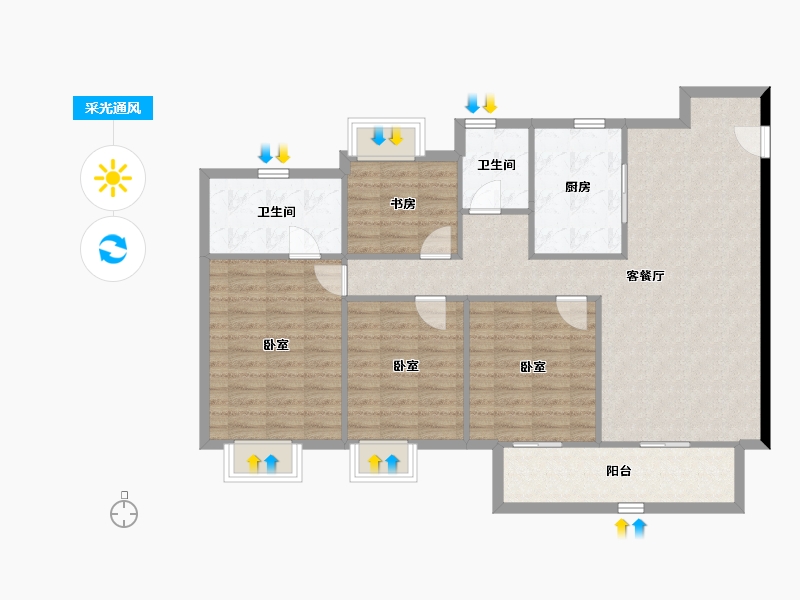 江苏省-镇江市-万科翡翠公园-110.94-户型库-采光通风