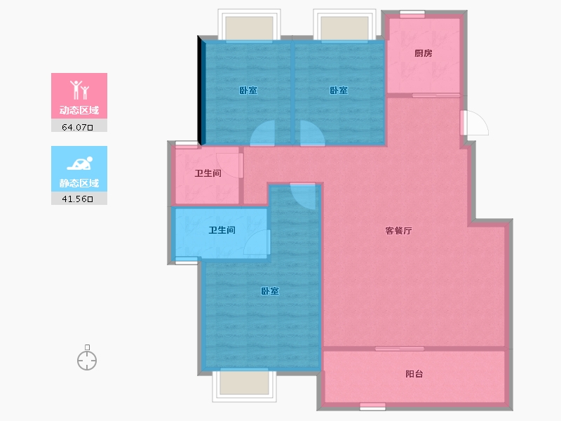 河南省-郑州市-万科·荣成云图-96.85-户型库-动静分区