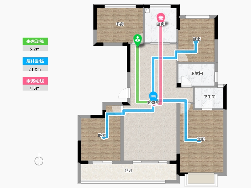 浙江省-金华市-滨江建杭坤和望品-106.40-户型库-动静线