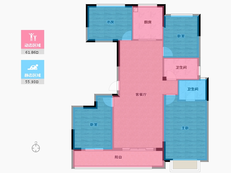 浙江省-金华市-滨江建杭坤和望品-106.40-户型库-动静分区