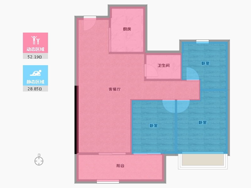 湖北省-武汉市-富力绿都中央公园-73.76-户型库-动静分区