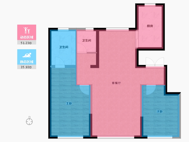 内蒙古自治区-鄂尔多斯市-鑫通·壹号府-78.09-户型库-动静分区