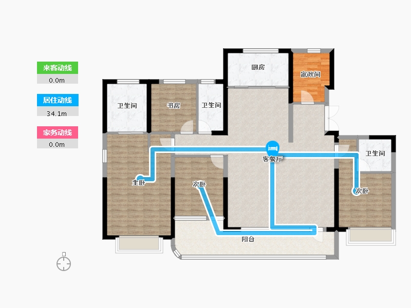 陕西省-西安市-大明宫金茂府二期-158.39-户型库-动静线