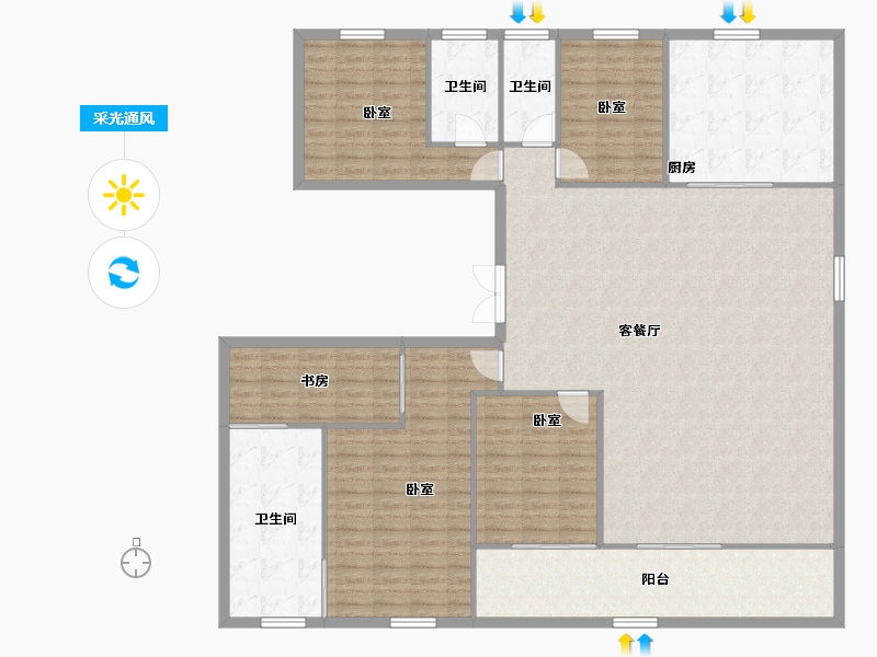 湖北省-武汉市-香港置地·元庐-189.48-户型库-采光通风