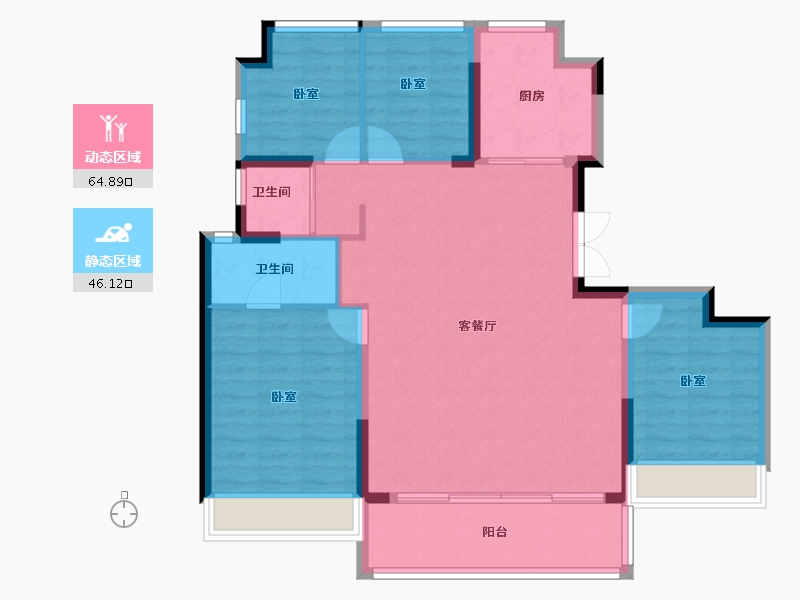 海南省-海口市-保利招商龙誉-100.89-户型库-动静分区