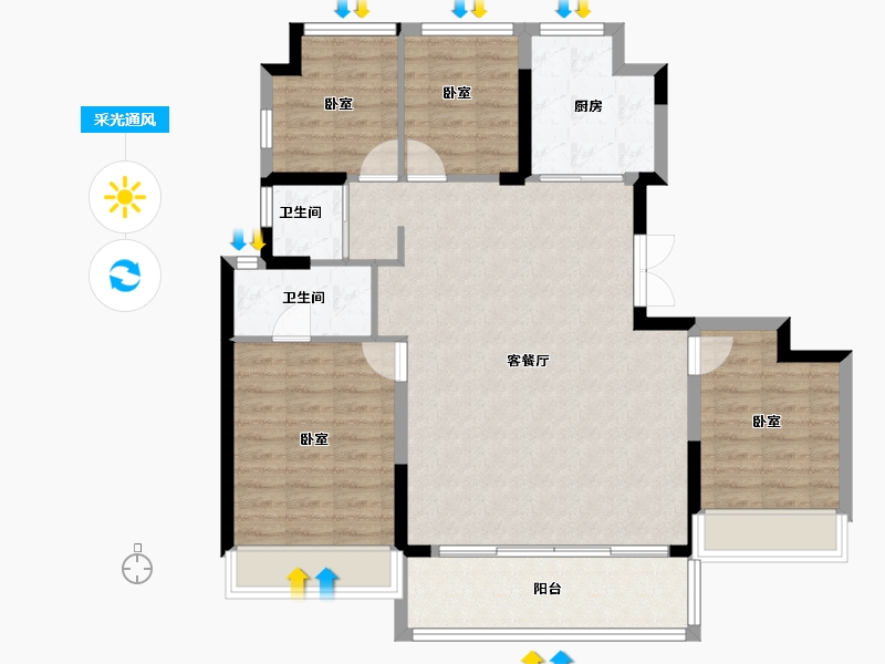 海南省-海口市-保利招商龙誉-100.89-户型库-采光通风