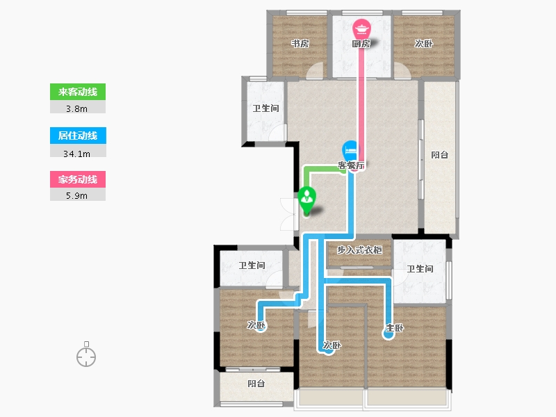 浙江省-杭州市-潮观揽月轩-154.00-户型库-动静线