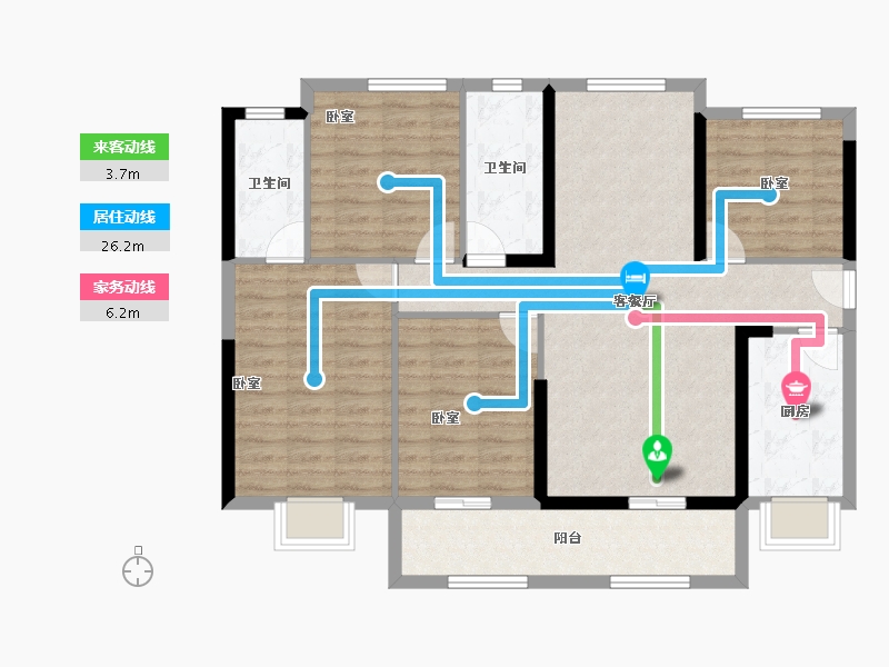 广东省-惠州市-德威花园-104.21-户型库-动静线