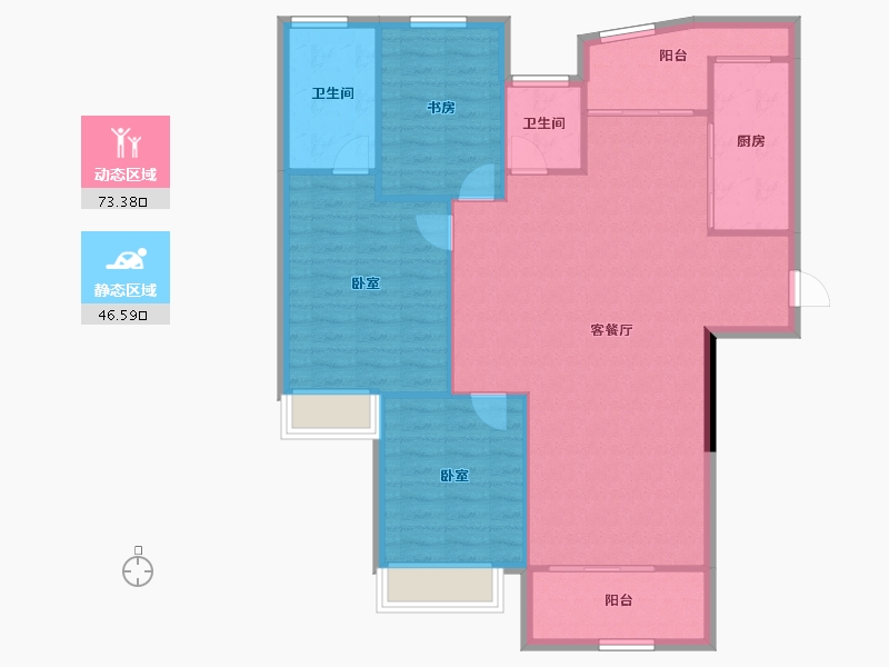 陕西省-咸阳市-林凯城-110.67-户型库-动静分区