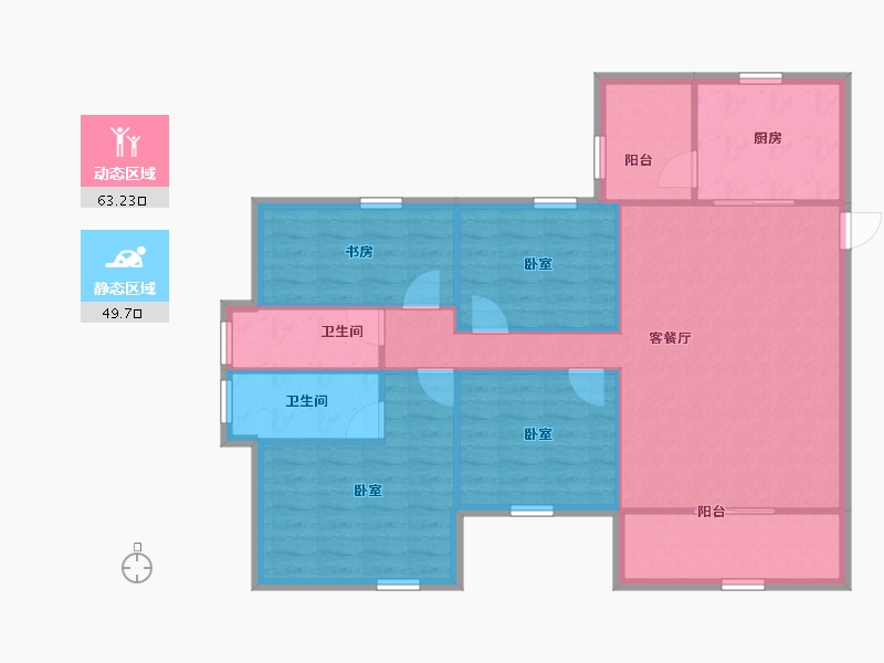 陕西省-西安市-滨江翡翠城-102.87-户型库-动静分区