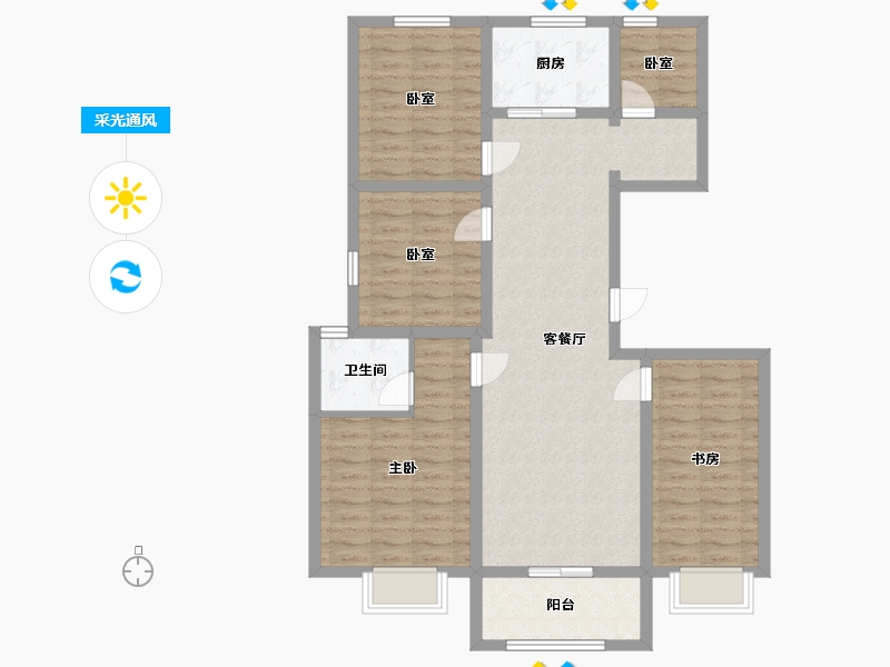 安徽省-宿州市-博润雅居-102.40-户型库-采光通风