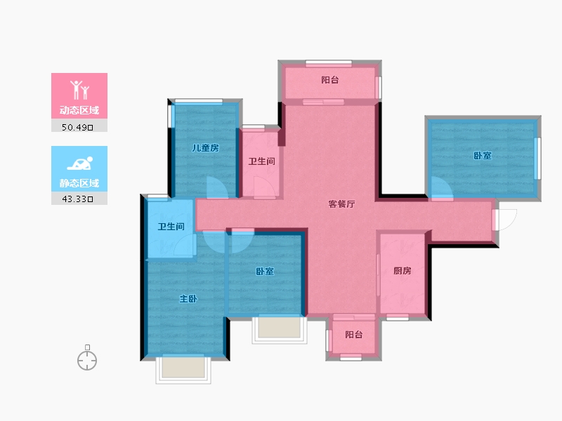 广西壮族自治区-南宁市-荣和伍壹大道-82.64-户型库-动静分区