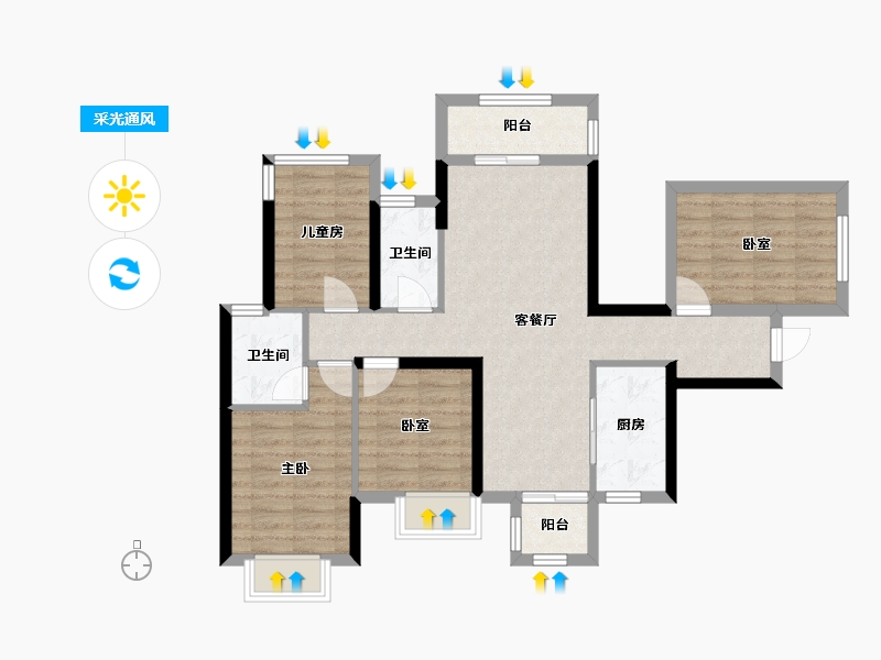 广西壮族自治区-南宁市-荣和伍壹大道-82.64-户型库-采光通风