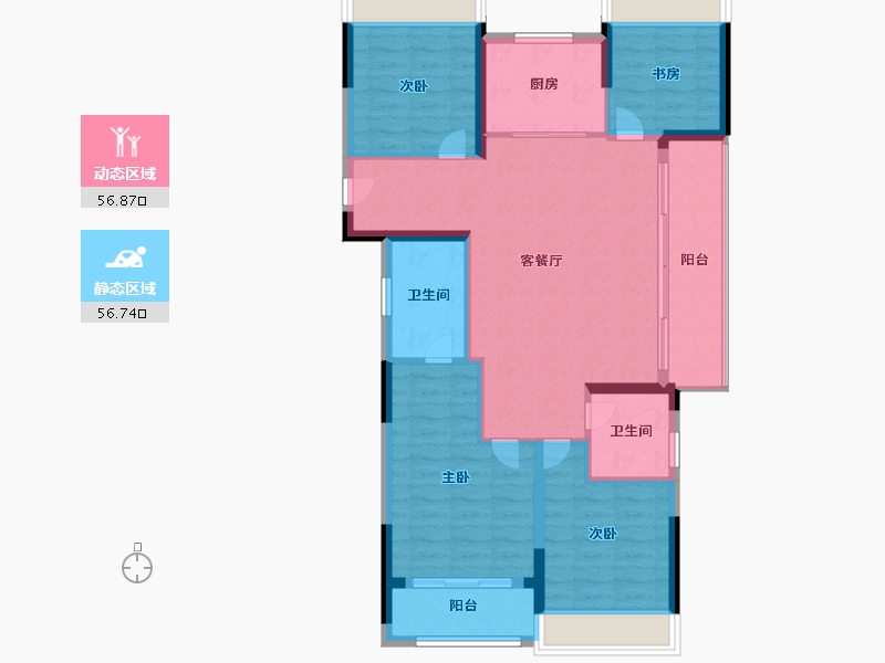 浙江省-杭州市-中铁建晴萃府-103.00-户型库-动静分区