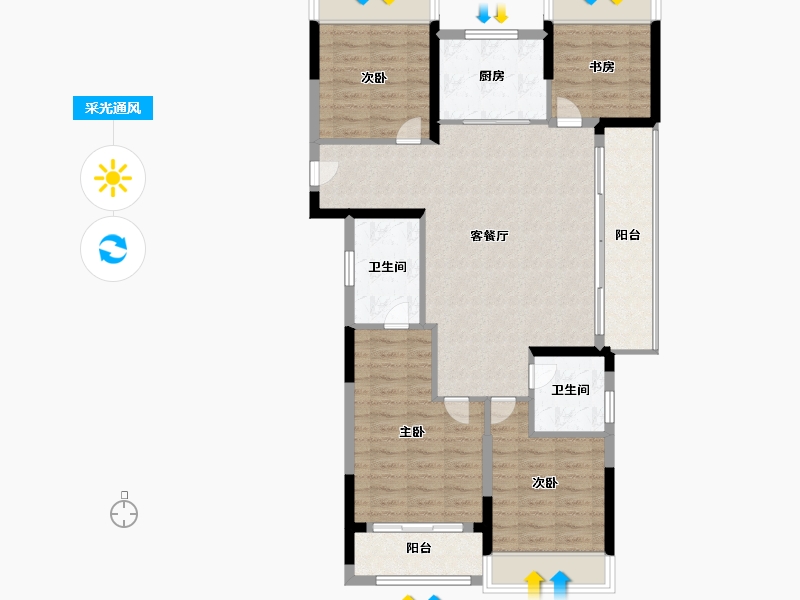 浙江省-杭州市-中铁建晴萃府-103.00-户型库-采光通风