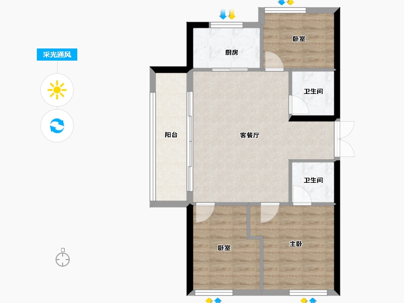 福建省-福州市-保利阅江台-73.03-户型库-采光通风