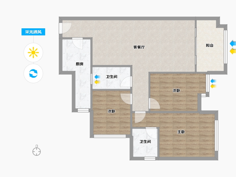 四川省-成都市-万锦城-90.00-户型库-采光通风