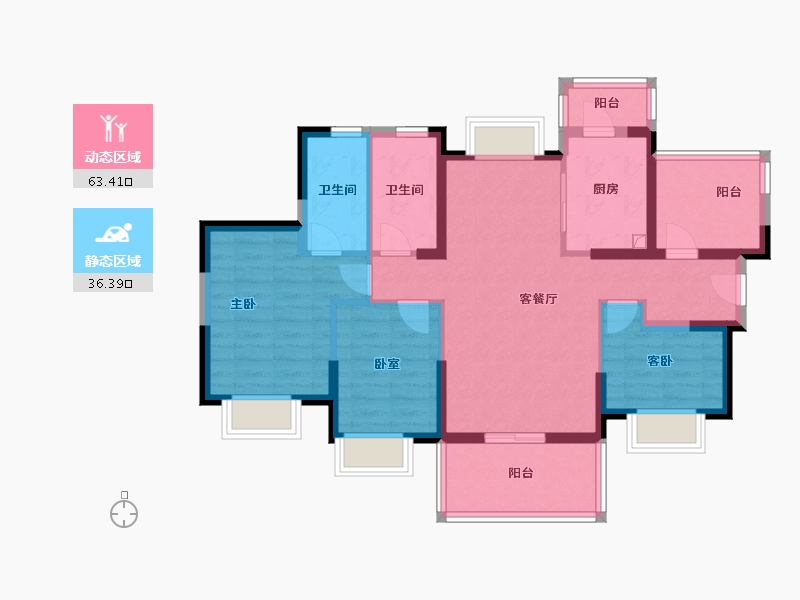 广东省-惠州市-鸿润南韵花园-88.01-户型库-动静分区