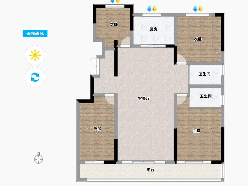 山东省-滨州市-丽景华府住宅小区-133.37-户型库-采光通风