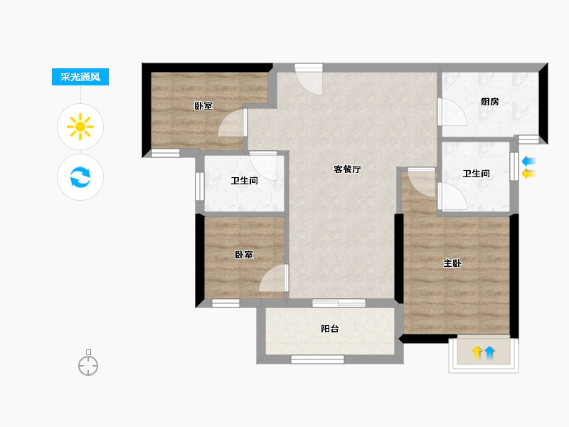 福建省-厦门市-特房樾鸣湾-66.13-户型库-采光通风