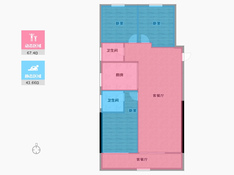 陕西省-咸阳市-龙泉·壹号院-102.67-户型库-动静分区