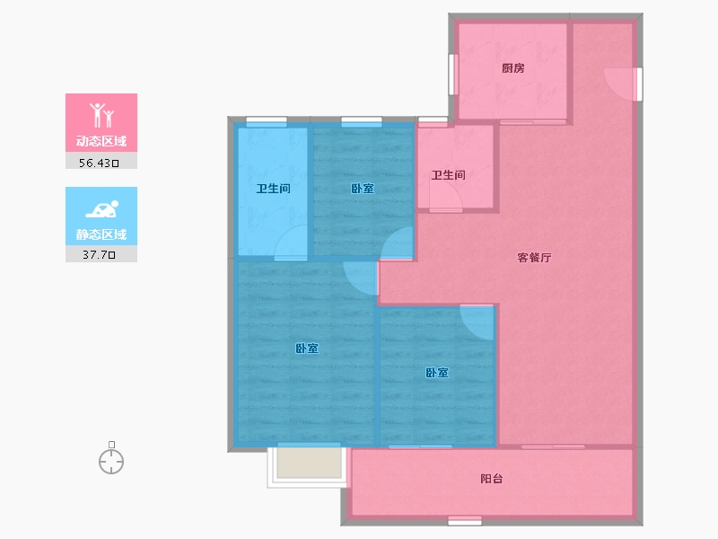 河南省-郑州市-正弘璟云筑-86.03-户型库-动静分区