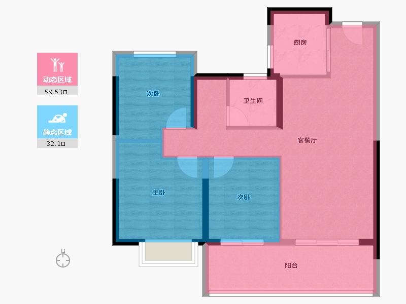 安徽省-合肥市-招商雍润府-82.58-户型库-动静分区