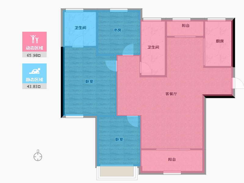 陕西省-咸阳市-林凯城-100.85-户型库-动静分区