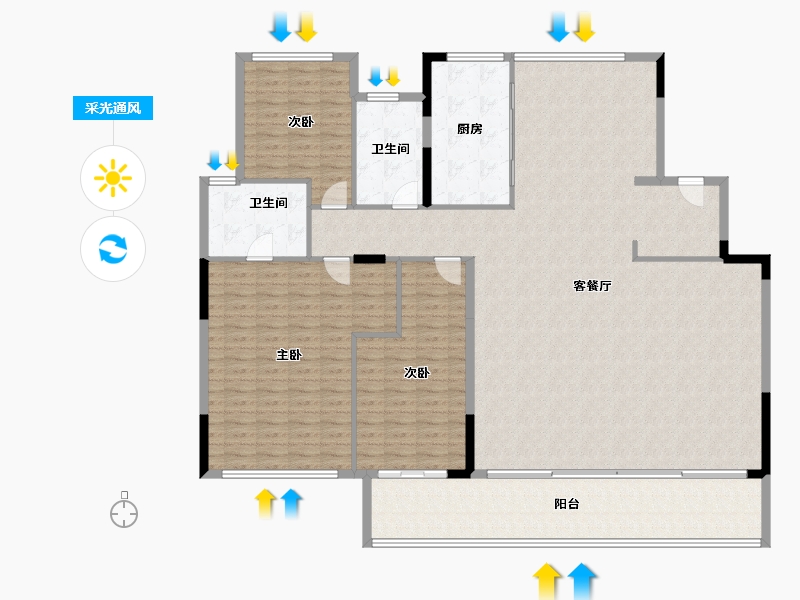 浙江省-杭州市-华昭府-203.68-户型库-采光通风