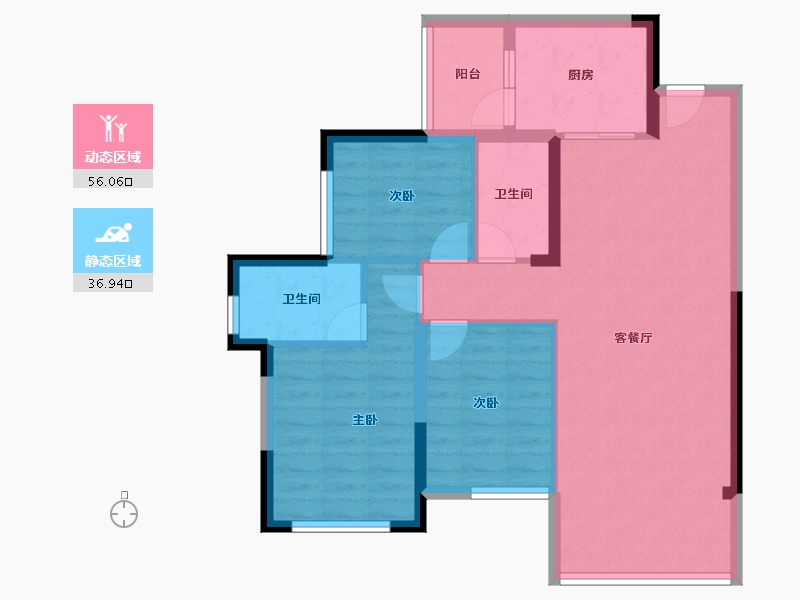 四川省-成都市-滨江玺樾-83.39-户型库-动静分区