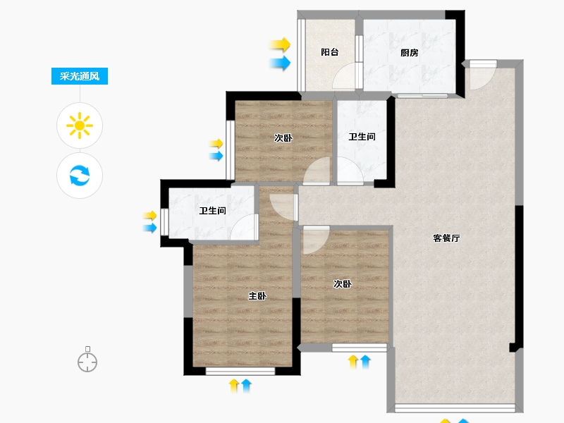 四川省-成都市-滨江玺樾-83.39-户型库-采光通风