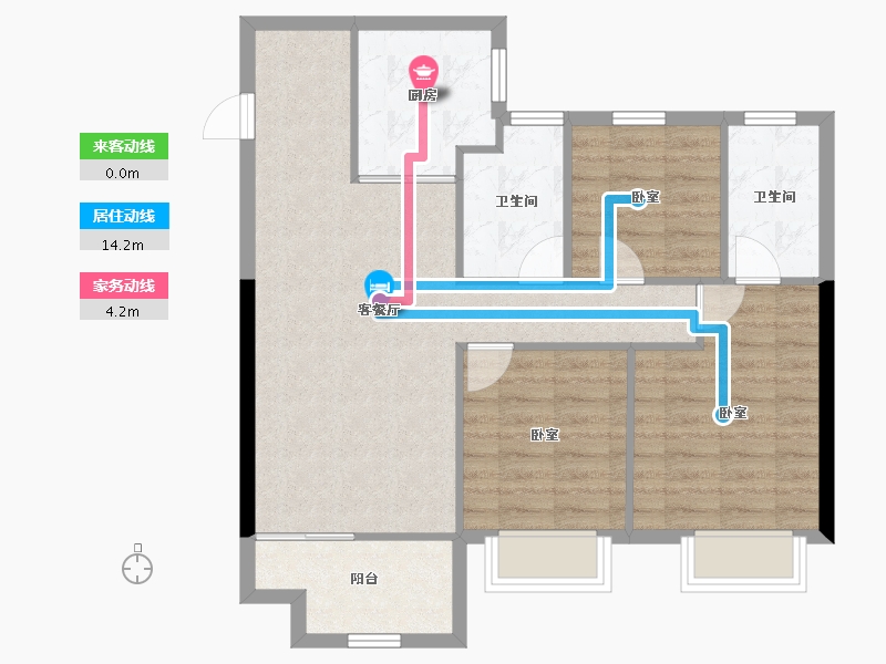 江苏省-镇江市-万科金域蓝湾-78.68-户型库-动静线