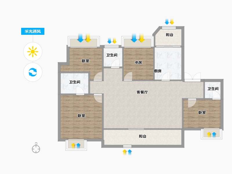 重庆-重庆市-中粮天悦壹号-114.31-户型库-采光通风