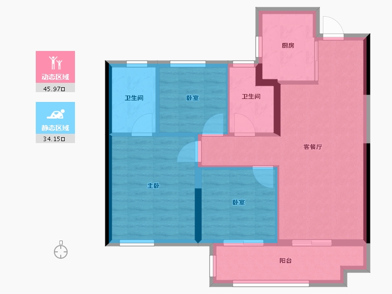 福建省-福州市-保利阅江台-71.67-户型库-动静分区