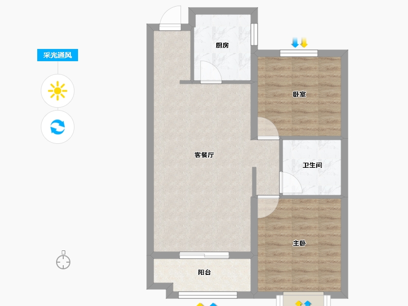 山西省-太原市-华峪南区-60.39-户型库-采光通风