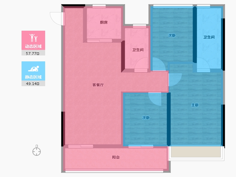 江苏省-苏州市-荷岸晓风·上林-95.20-户型库-动静分区