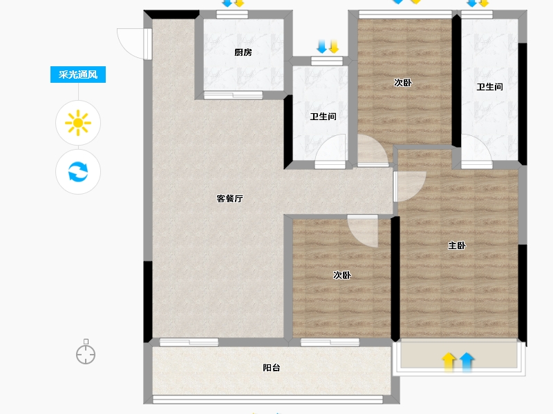 江苏省-苏州市-荷岸晓风·上林-95.20-户型库-采光通风