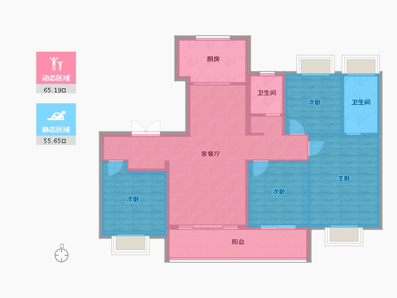 江苏省-苏州市-鹿溪雅园-108.90-户型库-动静分区