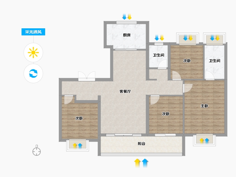 江苏省-苏州市-鹿溪雅园-108.90-户型库-采光通风