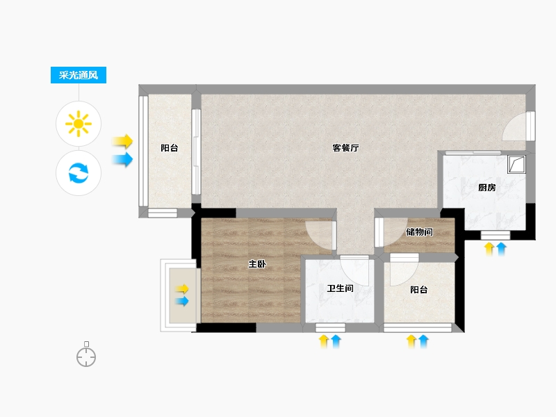 广东省-珠海市-海伦堡玖悦珑湾-50.92-户型库-采光通风