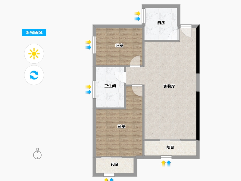 陕西省-咸阳市-林凯城-72.94-户型库-采光通风