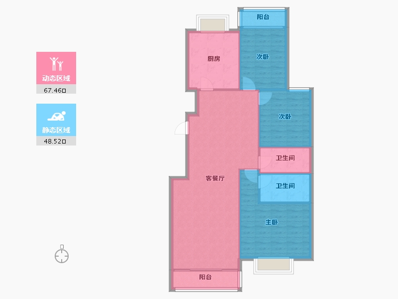 甘肃省-兰州市-陆都花园7号楼-135.00-户型库-动静分区